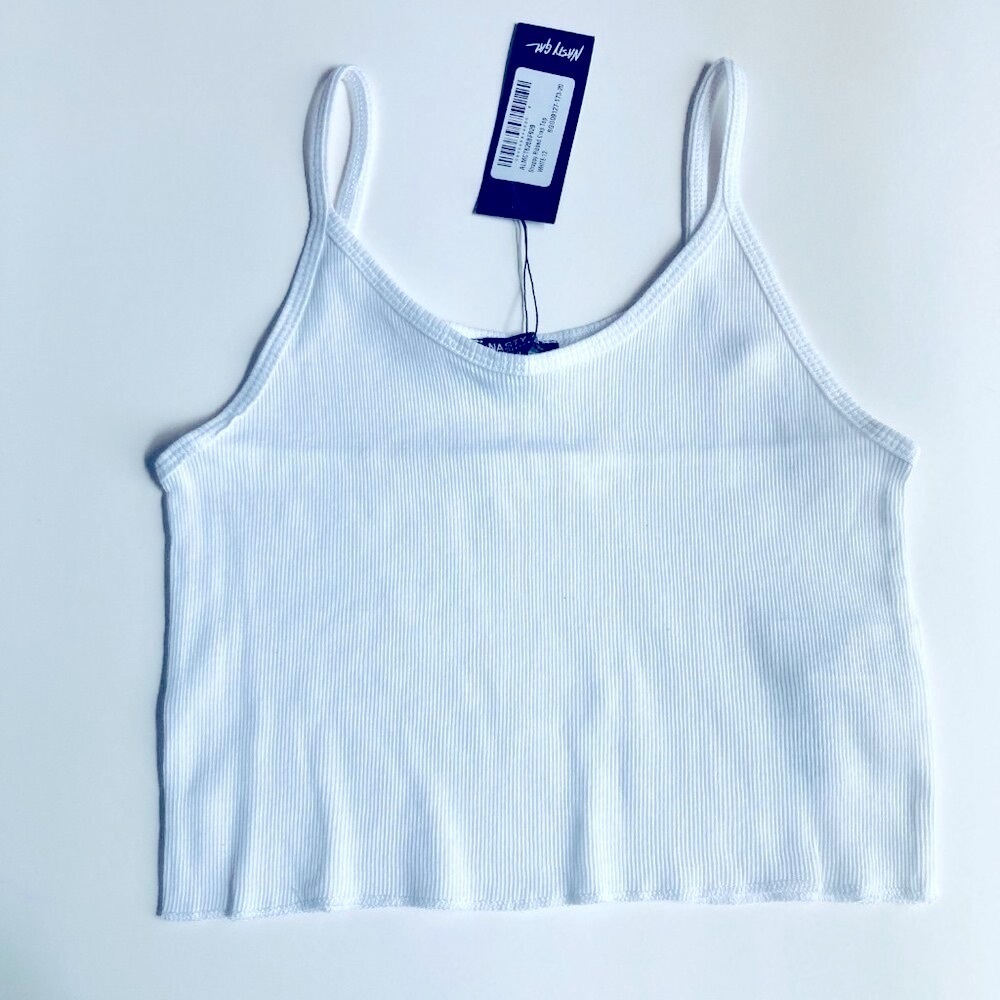 Cute Sheer Ribbed Cropped Withe Tank Top - Picture 3 of 7